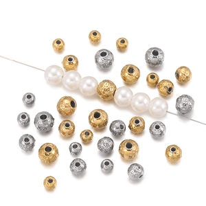 Stainless Steel Hammered Textured Beads Vacuum Plated 18K Gold Silver Embossed Spacer Beads Drilled Jewelry Making Finding