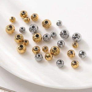 Textured 18k gold and silver stainless steel beads with hammer pattern for DIY jewelry