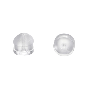 Macro shot of clear silicone bullet-shaped earring backs for jewelry making and secure fit