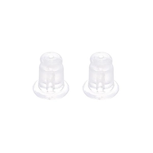 Close-up of transparent silicone earring backs with a soft non-slip flying saucer design