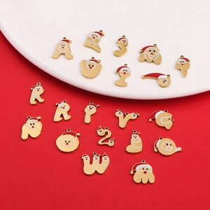 18k gold plated Christmas Santa letter pendants for DIY jewelry making and crafts