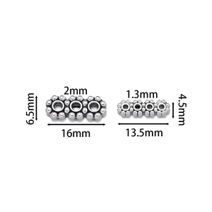 Perles intercalaires flocon en alliage de zinc argent antique avec modèles à 3 et 4 trous