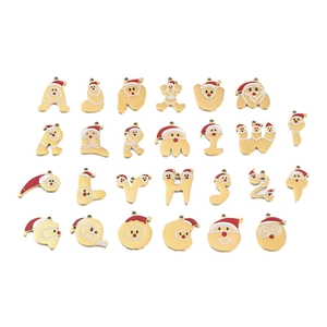26Pcs 18k gold-plated stainless steel Christmas letter A-Z charms for DIY jewelry making