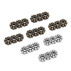 Détail de perles intercalaires flocon en alliage couleur bronze et argent pour bijoux DIY