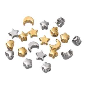 Polished stainless steel star moon and heart shaped spacer beads for jewelry DIY making