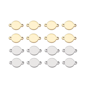 Conectores redondos de acero inoxidable en oro de 18K y plata con doble agujero para DIY