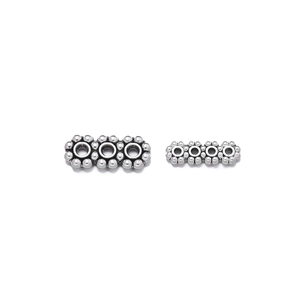 Vue détaillée des perles d'espacement en alliage de zinc argent vintage à trous multiples