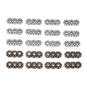 Perles intercalaires à trois trous en alliage de zinc argent et bronze pour bijoux DIY