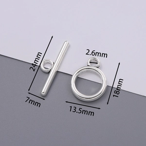 Vue détaillée des dimensions des fermoirs à bascule OT en alliage de zinc pour bijoux DIY