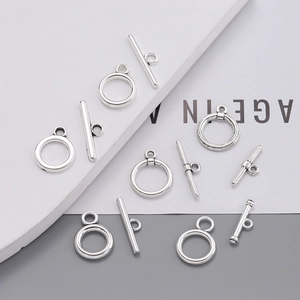 Fermoirs à Bascule en Alliage de Zinc Rond Lisse Boucle OT Pour DIY Collier Bracelet Fabrication de Bijoux Connecteur Fermoir de Fin Argent