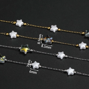 Detailed view of 18K gold stainless steel star chain for DIY jewelry making 8.5mm size