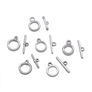 Fermoirs à bascule en argent poli pour bijoux DIY avec cinq ensembles d'anneaux et barres