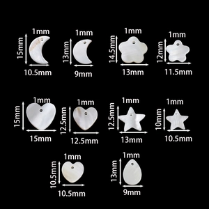 Natural white shell pendants in heart, moon, and star shapes for DIY jewelry making