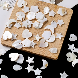 Natural white mother of pearl charms in star moon heart and drop shapes for DIY jewelry