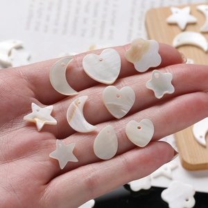 Natural white shell beads in star, moon, and heart shapes for DIY jewelry making