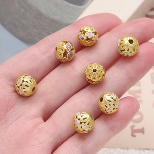 Perles d'Espacement Creuses en Cuivre Cloisonné Émail Nuage de Bon Augure Totem Perles Rondes Pour la Fabrication de Bijoux