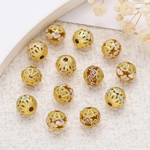 Perles cloisonnées en cuivre ajouré avec motifs de nuages de bon augure pour bijoux DIY