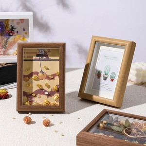 3D Shadowbox Bilderrahmen Hohl Holzmaserung DIY Schaukasten Für Trockenblumen Schmetterling Heim Tischdekoration