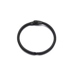 Matte black metal hinged binder ring with smooth opening mechanism for DIY keychains