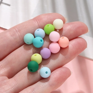Colorful 6mm matte acrylic beads in macaroon tones for DIY jewelry and phone chains