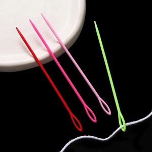 Colorful plastic large-eye sewing needles for yarn knitting and DIY craft projects