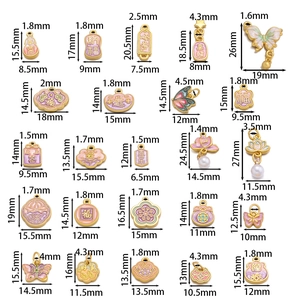Traditional Chinese alloy pendants with pink and purple enamel for DIY jewelry making
