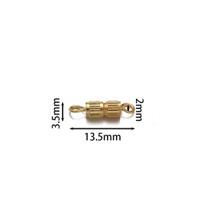 Golden vertical stripe screw clasp connector with 13.5mm length for DIY jewelry making
