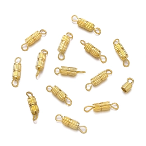 Detailed view of copper vertical texture screw clasps for DIY jewelry necklaces
