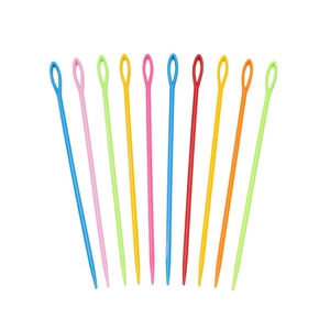 Set of 10 colorful large-eye plastic sewing needles for DIY knitting and hand crafting