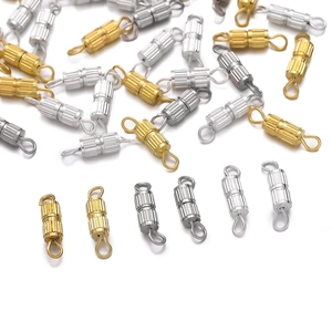 Detailed macro view of spiral textured screw clasps for DIY jewelry in gold and silver