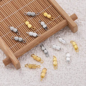 Golden and silver copper barrel screw clasps with vertical texture for jewelry making