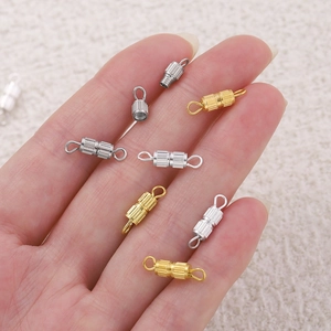 Vertical grain copper screw barrel clasps in gold and silver finish for DIY jewelry