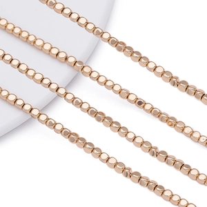 Detail of 2-4mm rose gold hematite cube spacer beads for DIY jewelry making necklaces