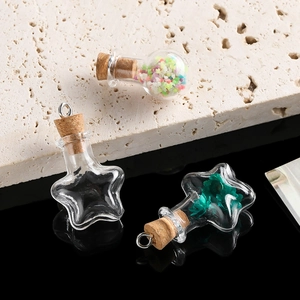 Mini transparent glass wishing bottles with cork stoppers for DIY pendants and jewelry making