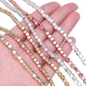 Multi-color 2mm hematite cube spacer beads in gold and rose gold for DIY jewelry
