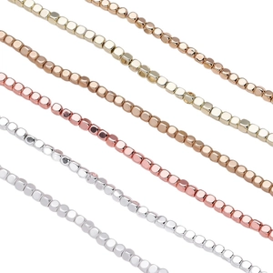2-4mm hematite cube beads in gold, rose gold and silver finishes for DIY jewelry