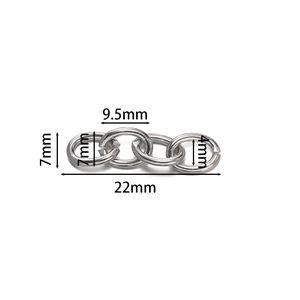 Shiny silver metal four-link chain jewelry connectors with exact size dimensions