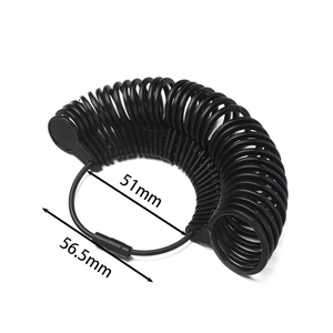Black plastic ring sizer set for measuring finger size with metric 51mm and 56.5mm markings