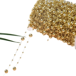 Catena di perle ABS dorate in rotolo per design floreale e accessori fai-da-te sposa