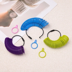Plastic ring sizer set in purple blue and green for finger size measurement tools