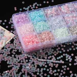 DIY jewelry making kit with 12-color macaron cat eye beads in a clear storage case