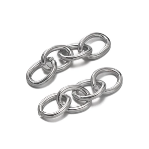 Macro shot of silver plated four-link iron chains for DIY key ring extensions