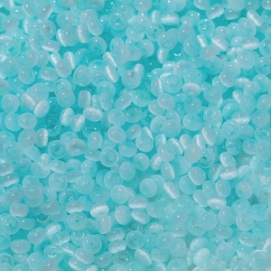Close-up of sky blue cat eye abacus beads with smooth surface for DIY jewelry making
