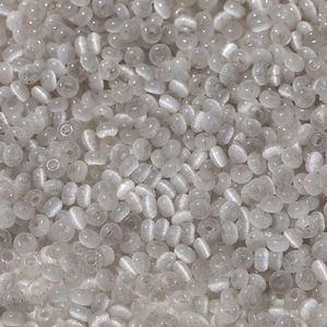 Macro detail of 2x4mm white cat-eye glass abacus beads for DIY jewelry making and bracelets