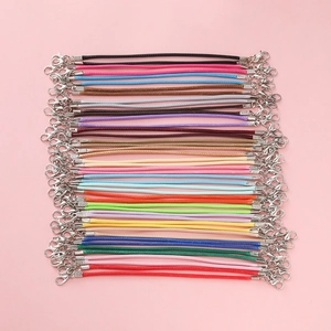 Close-up of colorful 2mm waxed cord DIY lanyards with silver alloy lobster clasps