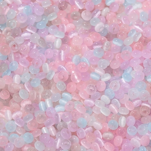 Macro shot of 2x4mm macaron glass cat-eye beads for DIY jewelry and bracelets