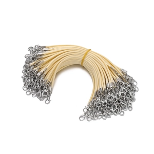 Bulk pack of cream 2mm waxed cords with silver alloy lobster clasps for DIY jewelry making