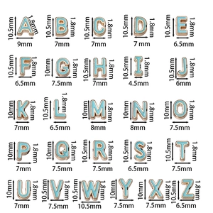 Light blue enamel 26 alphabet letters charms with gold frame for DIY jewelry making