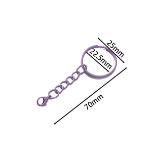 Purple 25mm metal keyring with link chain and lobster clasp for DIY crafts
