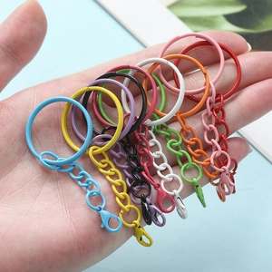 Colorful lacquered keychain set with lobster clasps and rings for DIY doll charms